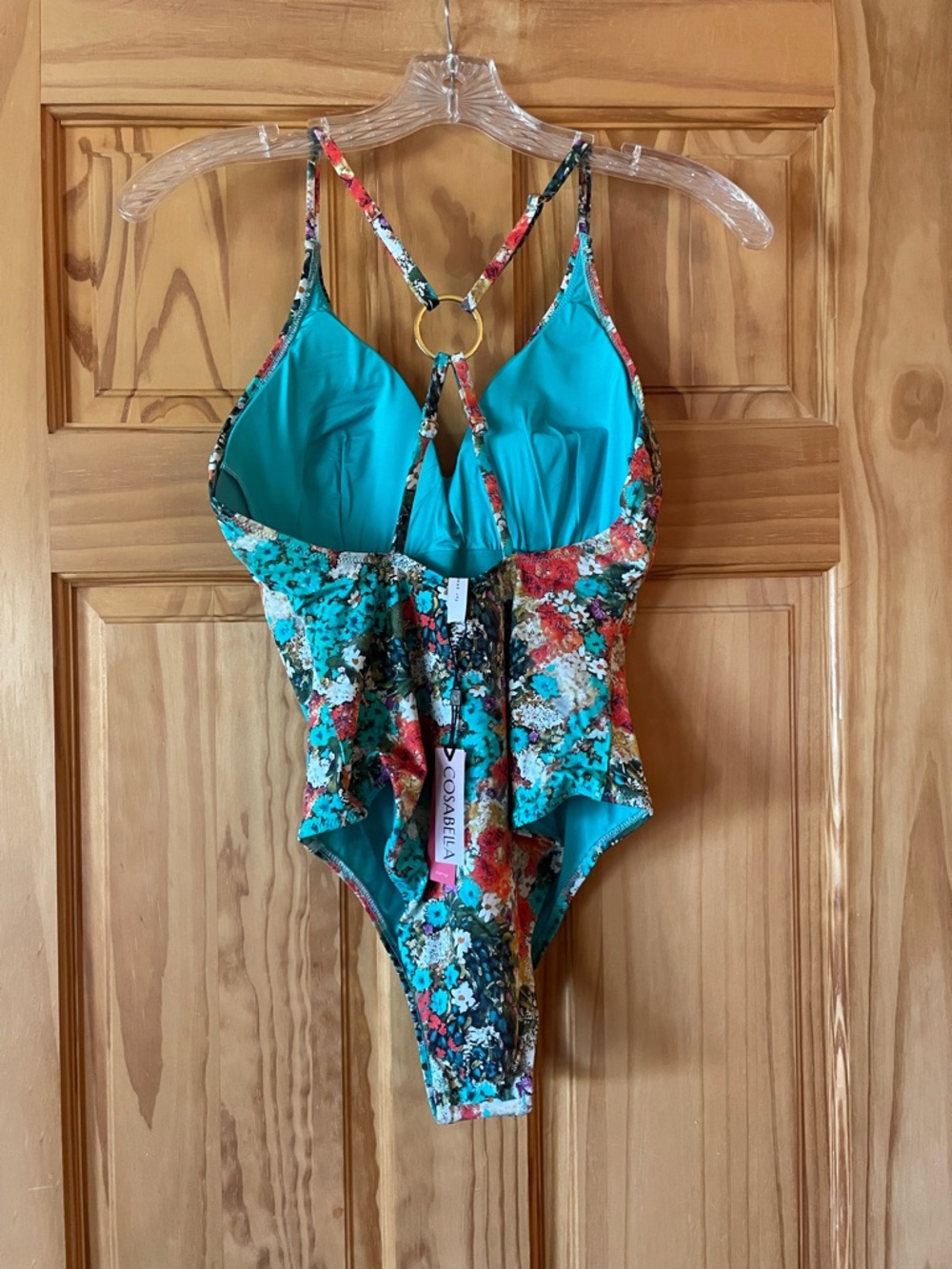Cosabella Floral One-Piece Swimsuit - Teal, Coral & White - Picture 3 of 9